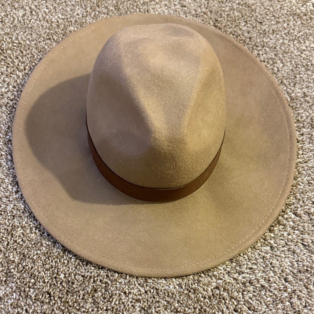 Free People Tan Wide-Brim Hat
